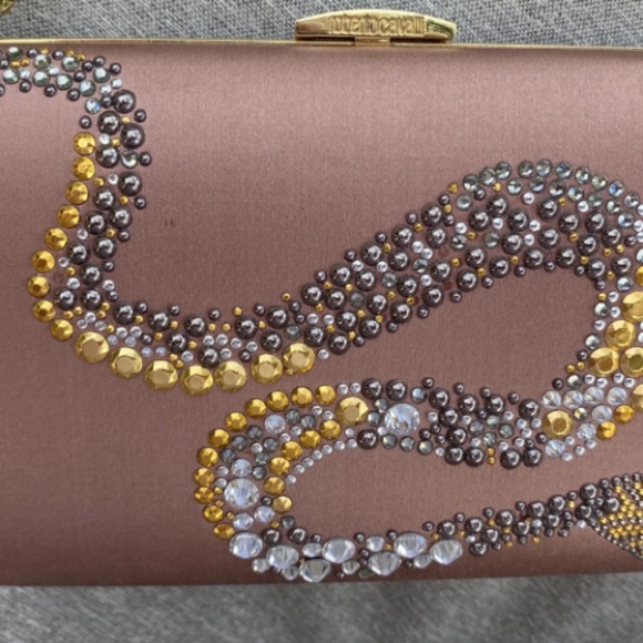 Roberto Cavalli Satin and Crystal Snake Crossbody - Picture 2 of 10